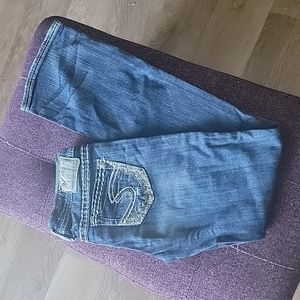 Silver Jeans, Aiko Bootcut, 26Wx33L, Floral Pocket